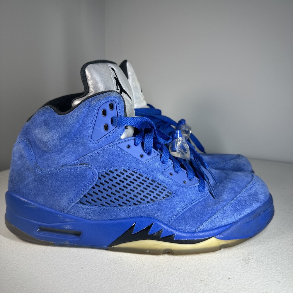 Size 9.5 - Air Jordan 5 Retro‎ Men's Sneakers Blue Suede (136027-401)